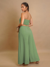 Solid Color Wrap Chest Top Wide Leg Pants Suit ZSD-0752
