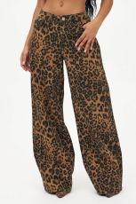 Leopard Print High Waisted Loose Straight Jeans GMYT-0906