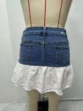 Lace Patchwork High Waist Denim Skirt GMYT-14129