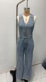 V Neck Sleeveless Denim Jumpsuit GMYT-18604