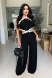 Wave Line Spliced Wide Leg Jumpsuit OSM-4931