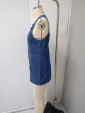Vintage Round Neck Denim Mini Dress GMYT-13614