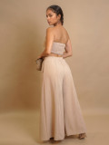 Solid Color Wrap Chest Top Wide Leg Pants Suit ZSD-0752