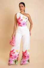 Plus Size Slash Shoulder Sleeveless Loose Two Piece Pants Set NY-11077