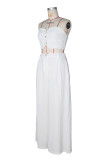 Solid Color Wrap Chest Top Wide Leg Pants Suit ZSD-0752