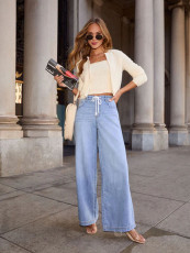 Loose Drawstring Wide Leg Jeans GMYT-9111