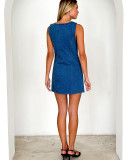 Vintage Round Neck Denim Mini Dress GMYT-13614