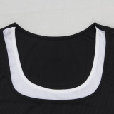 Contrast Color Sleeveless Vest Pants Suit NY-3639