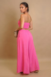 Solid Color Wrap Chest Top Wide Leg Pants Suit ZSD-0752