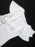 Slash Neck Bow Ruffles Midi Dress GKEN-050218