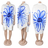 Plus Size Print Short Sleeve Loose Dress NY-3602