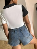 Black White Contrast Color Shirt GDNY-041