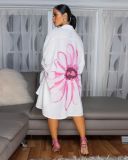 Plus Size Print Short Sleeve Loose Dress NY-3602