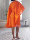 Loose Bat Sleeve Tie Up Midi Dress MK-3214