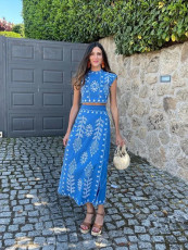 Sleeveless Print Tops Long Skirt 2 Piece Set SHD-9790