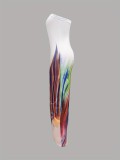 Print Off Shoulder Tube Tops Dress GDNY-2000