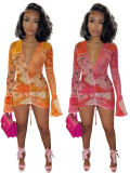 Mesh Deep V Neck Bodycon Dress FENF-091