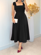 Solid Color Bow Midi Dress GYLY-10701