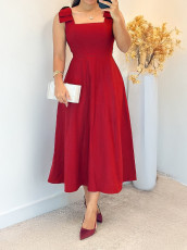 Solid Color Bow Midi Dress GYLY-10701