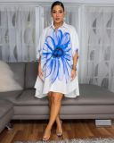 Plus Size Print Short Sleeve Loose Dress NY-3602