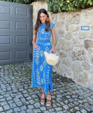 Sleeveless Print Tops Long Skirt 2 Piece Set SHD-9790