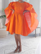 Loose Bat Sleeve Tie Up Midi Dress MK-3214