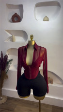 Fashion Long Sleeve Solid Lapel Shirt GCNE-72601