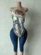 Pre Order: About 7 work days shipping Print Wrap Chest Seventh Pants Suit YUEM-300344