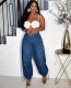 Fashion Zipper Drawstring Wide Leg Jeans GAKF-50403