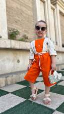 Kids Girls Print Vest Solid Romper 2 Piece Set GYAY-8132