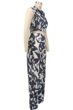 Print Sleeveless Casual Two Piece Pant Set XHXF-8723