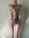 Pre Order: About 7 work days shipping Print Wrap Chest Seventh Pants Suit YUEM-300344