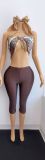 Pre Order: About 7 work days shipping Print Wrap Chest Seventh Pants Suit YUEM-300344