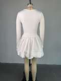 Solid Color Long Sleeve Pod Mini Dress GCNE-72489