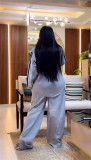 Stripe Long Sleeve Shirt Wide Leg Pants Suit GCNE-72498