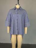 Stripe Long Sleeve Loose Shirt GCNE-72423
