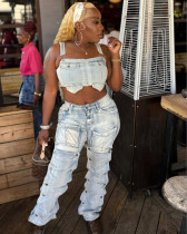 Fashion Button Straight Jeans GAKF-50417