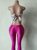 Pre Order: About 7 work days shipping Print Wrap Chest Seventh Pants Suit YUEM-300344