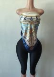 Pre Order: About 7 work days shipping Print Wrap Chest Seventh Pants Suit YUEM-300344