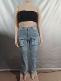 Fashion Button Straight Jeans GAKF-50417