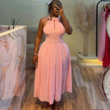 Sleeveless Solid Color Midi Dress GCNE-72524
