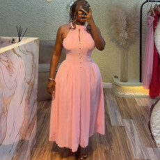 Sleeveless Solid Color Midi Dress GCNE-72524