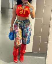 Casual Ink Painted Straight Shorts QXTF-8507