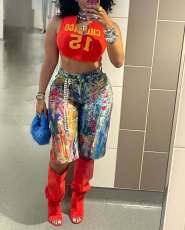 Casual Ink Painted Straight Shorts QXTF-8507