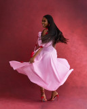 Off Shoulder Solid Sleeveless Maxi Dress GCNE-72550