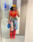 Casual Ink Painted Straight Shorts QXTF-8507