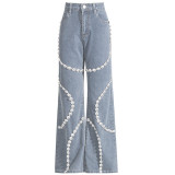 Fashion Hot Drill Patchwork Straight Jeans GAKF-50321