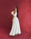 Off Shoulder Solid Sleeveless Maxi Dress GCNE-72550