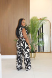 Print Sleeveless Casual Two Piece Pant Set XHXF-8723