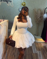 Solid Color Long Sleeve Pod Mini Dress GCNE-72489